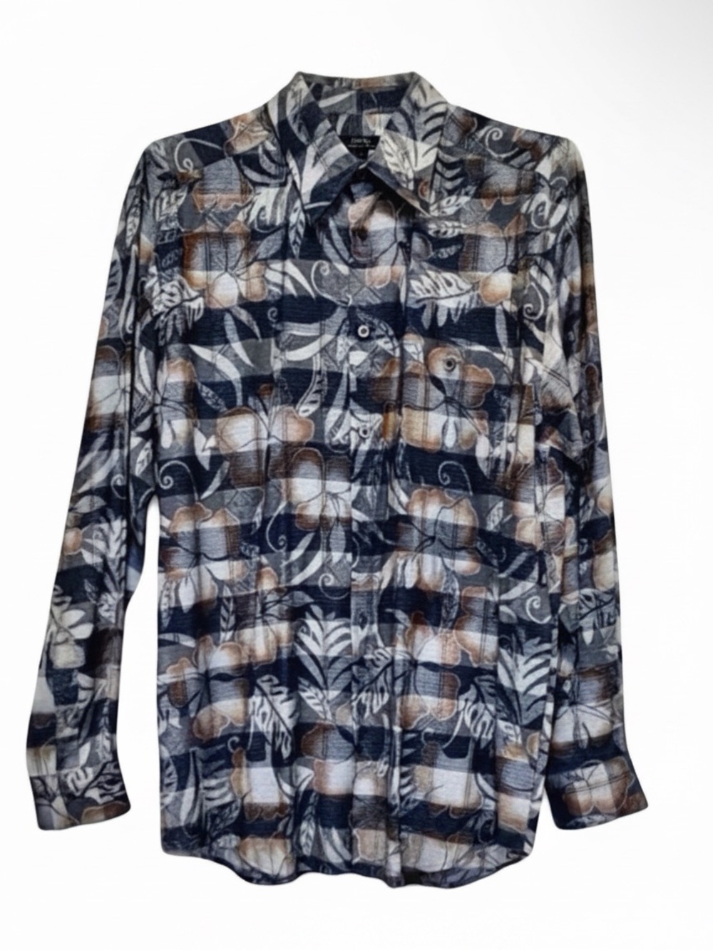 Zanella Men’s Button Down Shirt | Blue | Abstract Luxury | Large | Made in Italy